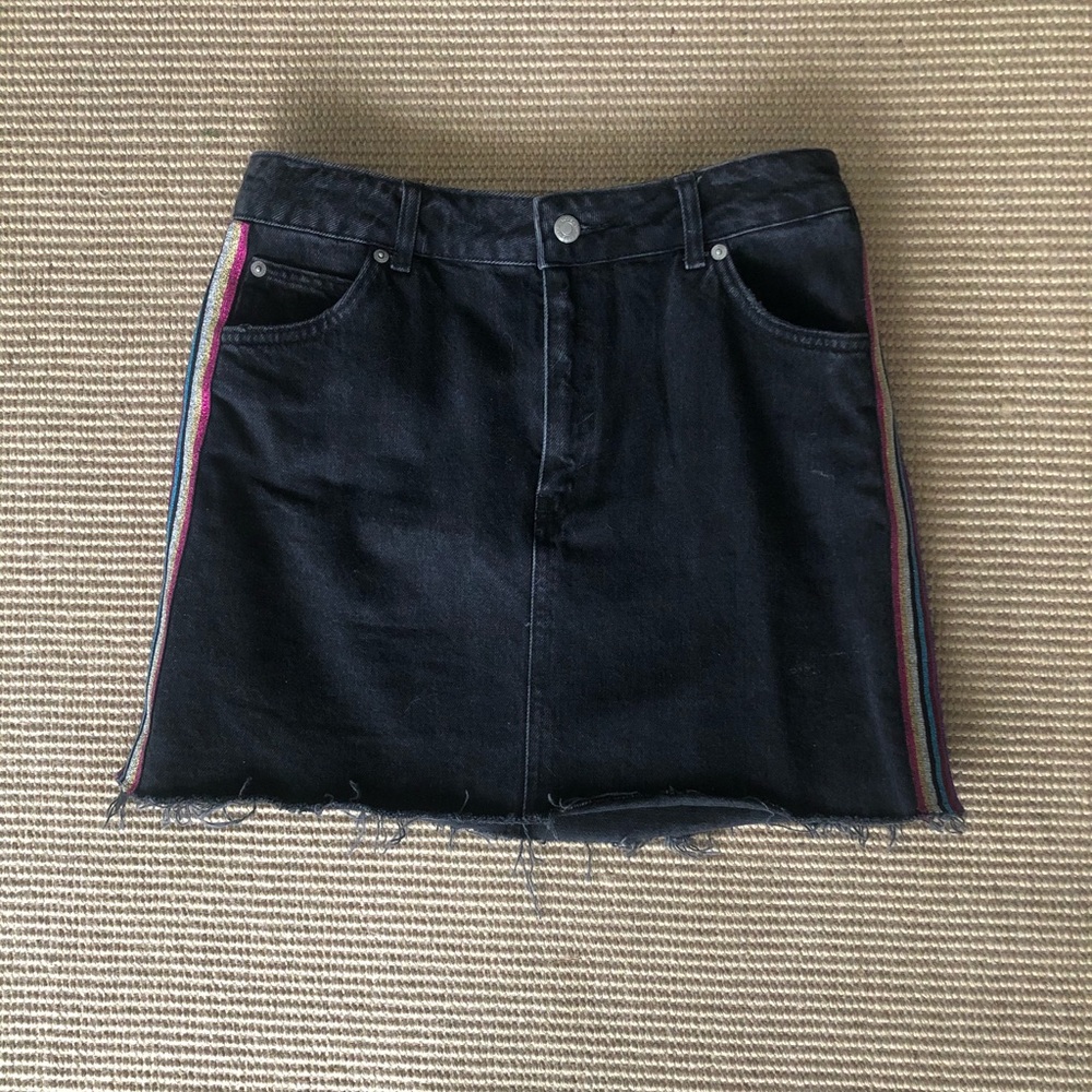 TopShop Rainbow Stripe Denim Skirt